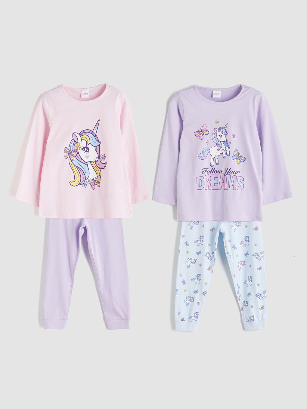 LCW Kids سێتی بیجامە یه‌خه‌ خڕ بۆ کچان ٢ دانە پێکەوە -W5AA54Z1-G0W