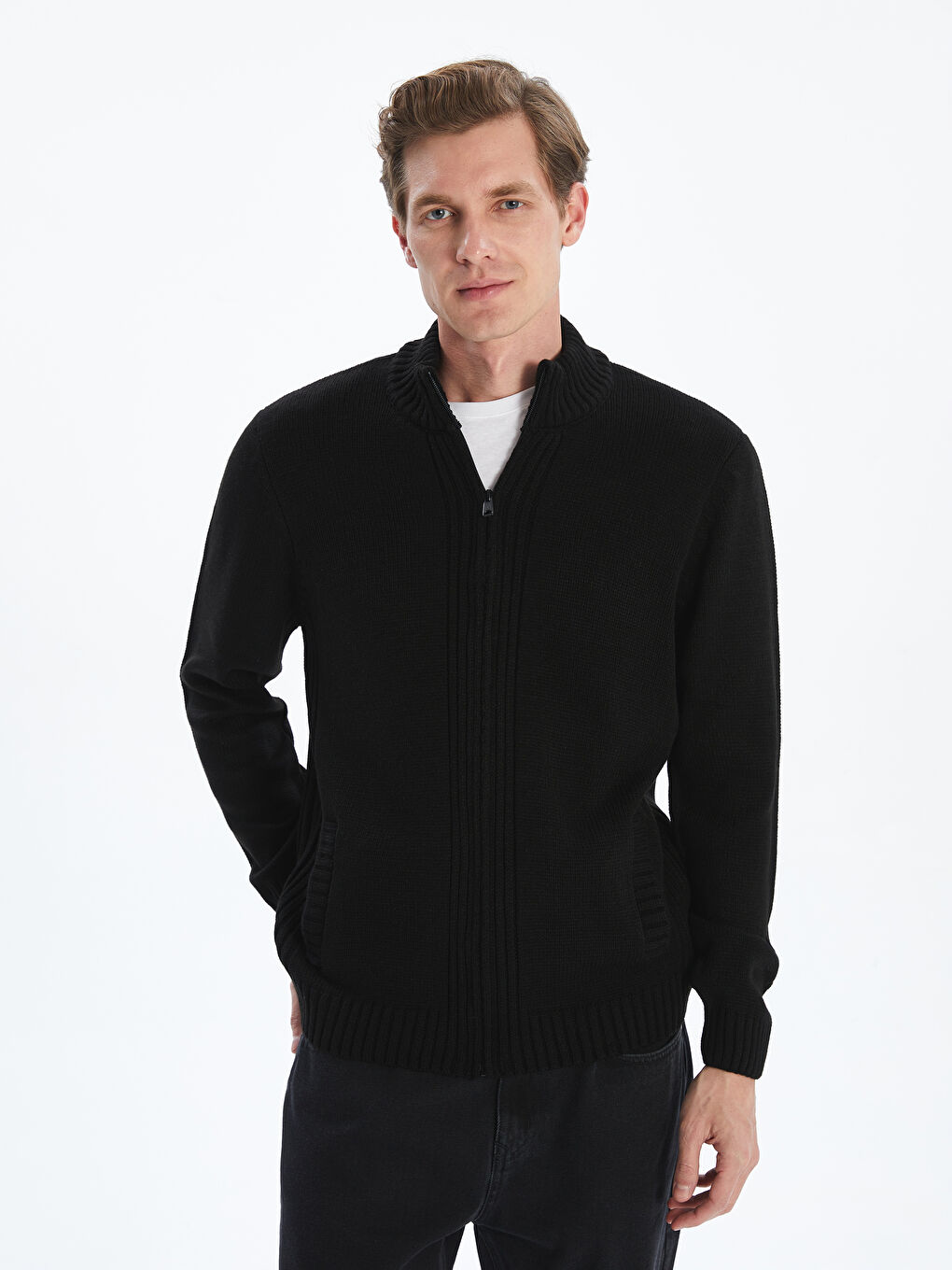 LCWAIKIKI Classic Regular Fit Funnel Neck Men's Knit Cardigan -W5AA60Z8-CVL