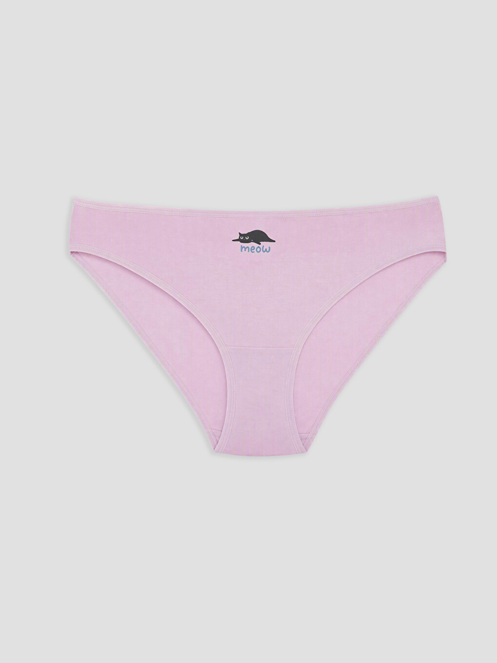 Lila Kedi Baskılı Bikini Külot