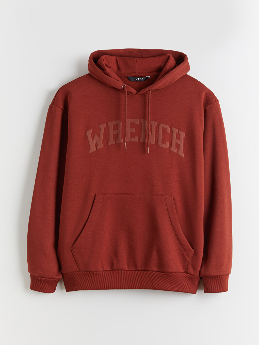 Kahverengi Uzun Kollu Baskılı Erkek Kalın Hoodie-4