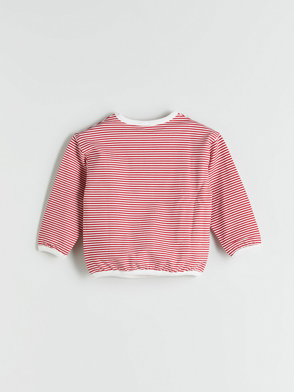 Kırmızı Çizgili Minnie Mouse Baskılı Kız Bebek Sweatshirt-1