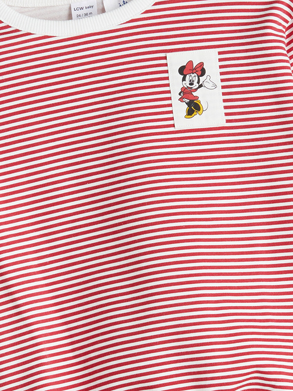 Kırmızı Çizgili Minnie Mouse Baskılı Kız Bebek Sweatshirt-2