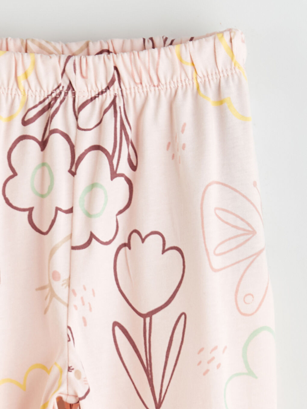 Pembe Beli Lastikli Baskılı Kız Bebek Jogger Pijama Altı-2