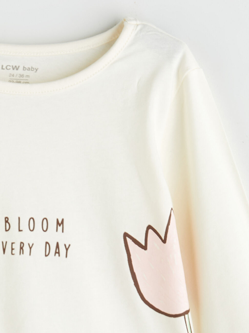 Bej Bisiklet Yaka Baskılı Kız Bebek Pijama Üstü-2