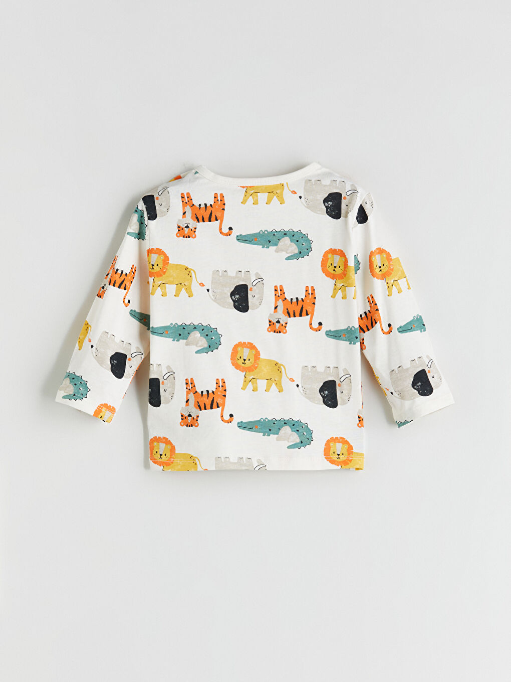 Ekru Erkek Bebek Hayvan Desenli Pijama Takımı-3