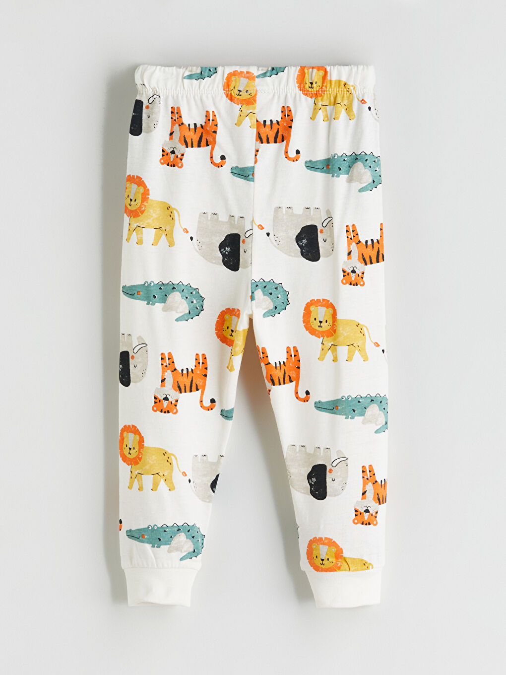 Ekru Erkek Bebek Hayvan Desenli Pijama Takımı-6