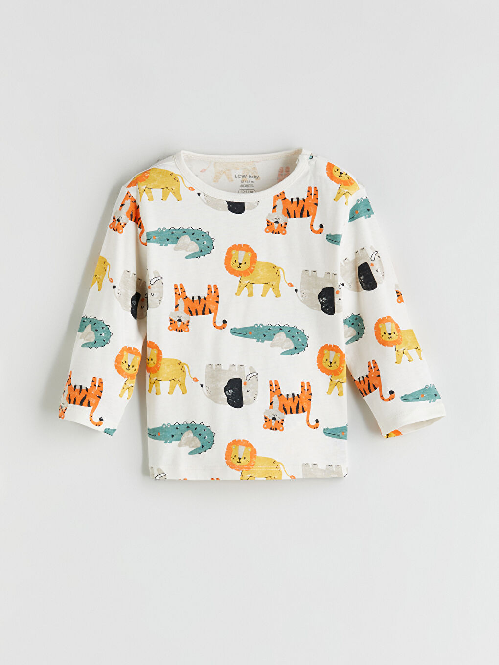 Ekru Erkek Bebek Hayvan Desenli Pijama Takımı-1