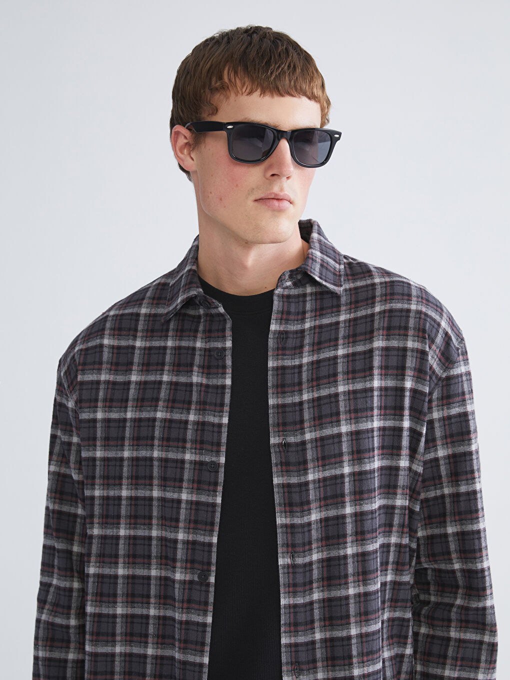 Relaxed Fit Long Sleeve Plaid Men's Lumberjack Shirt Jacket