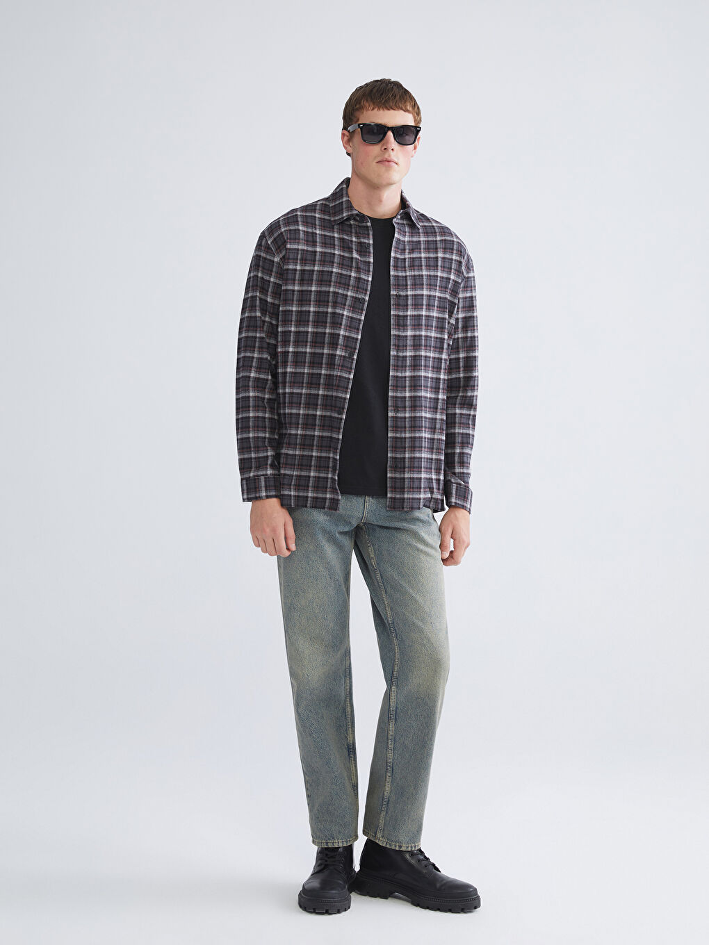 Relaxed Fit Long Sleeve Plaid Men's Lumberjack Shirt Jacket-1