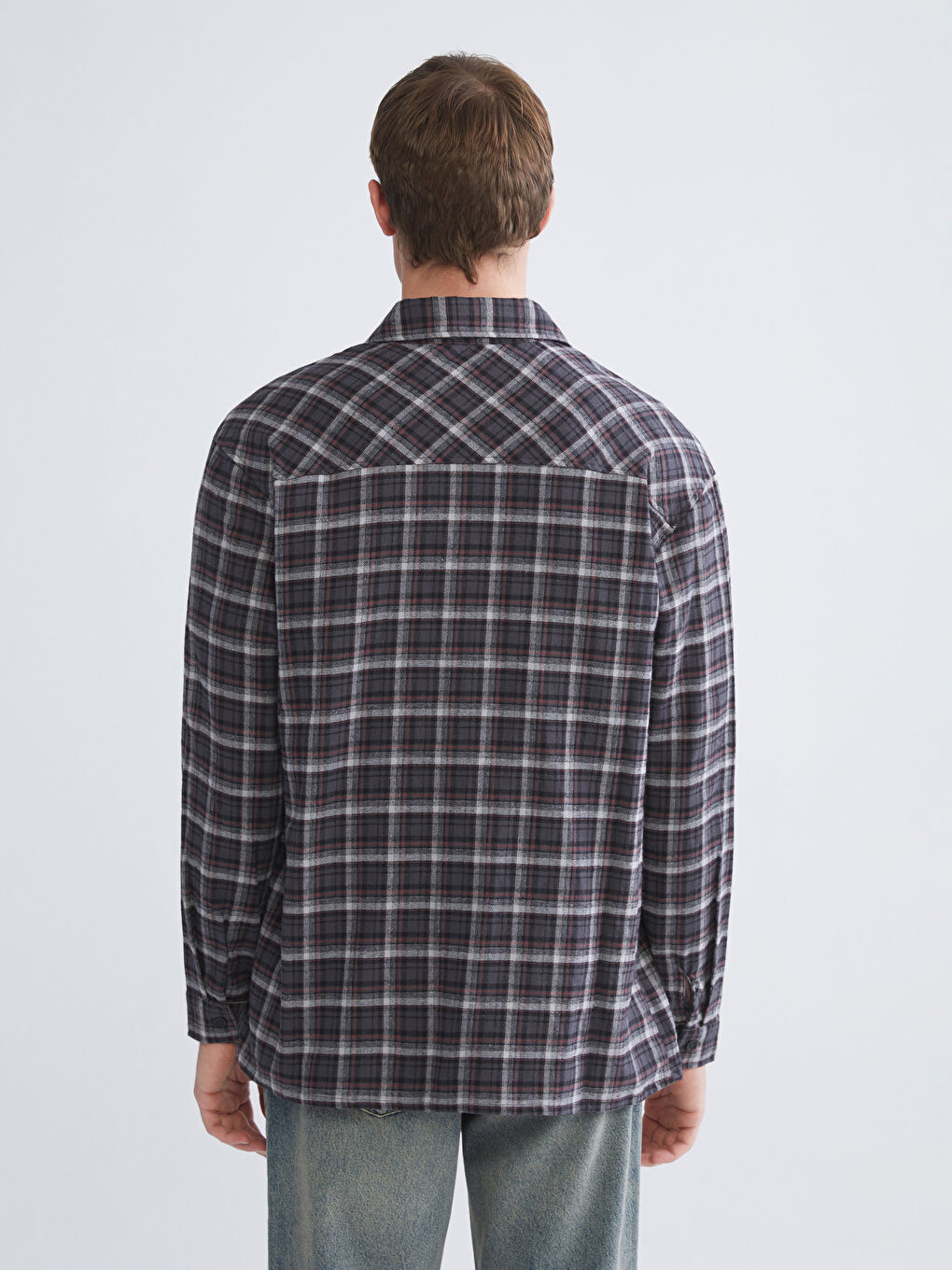 Relaxed Fit Long Sleeve Plaid Men's Lumberjack Shirt Jacket-3