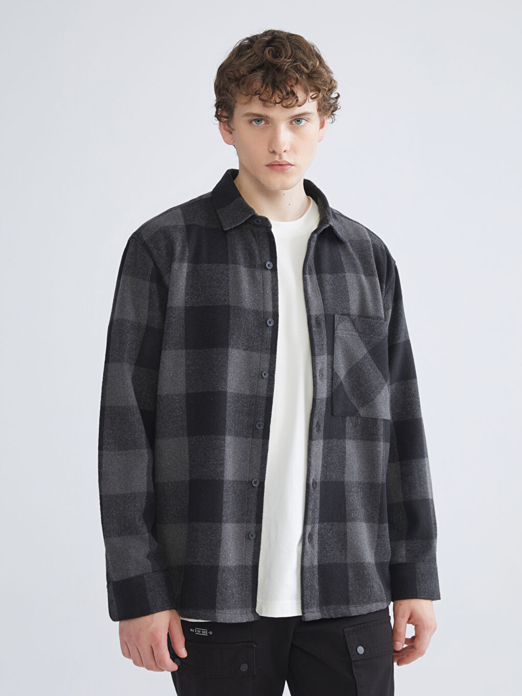 XSIDE Relaxed Fit Long Sleeve Plaid Men's Lumberjack Shirt Jacket -W5AB83Z8-LKX