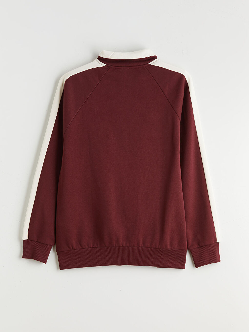 Bordo Dik Yaka Baskılı Erkek Sweatshirt-5
