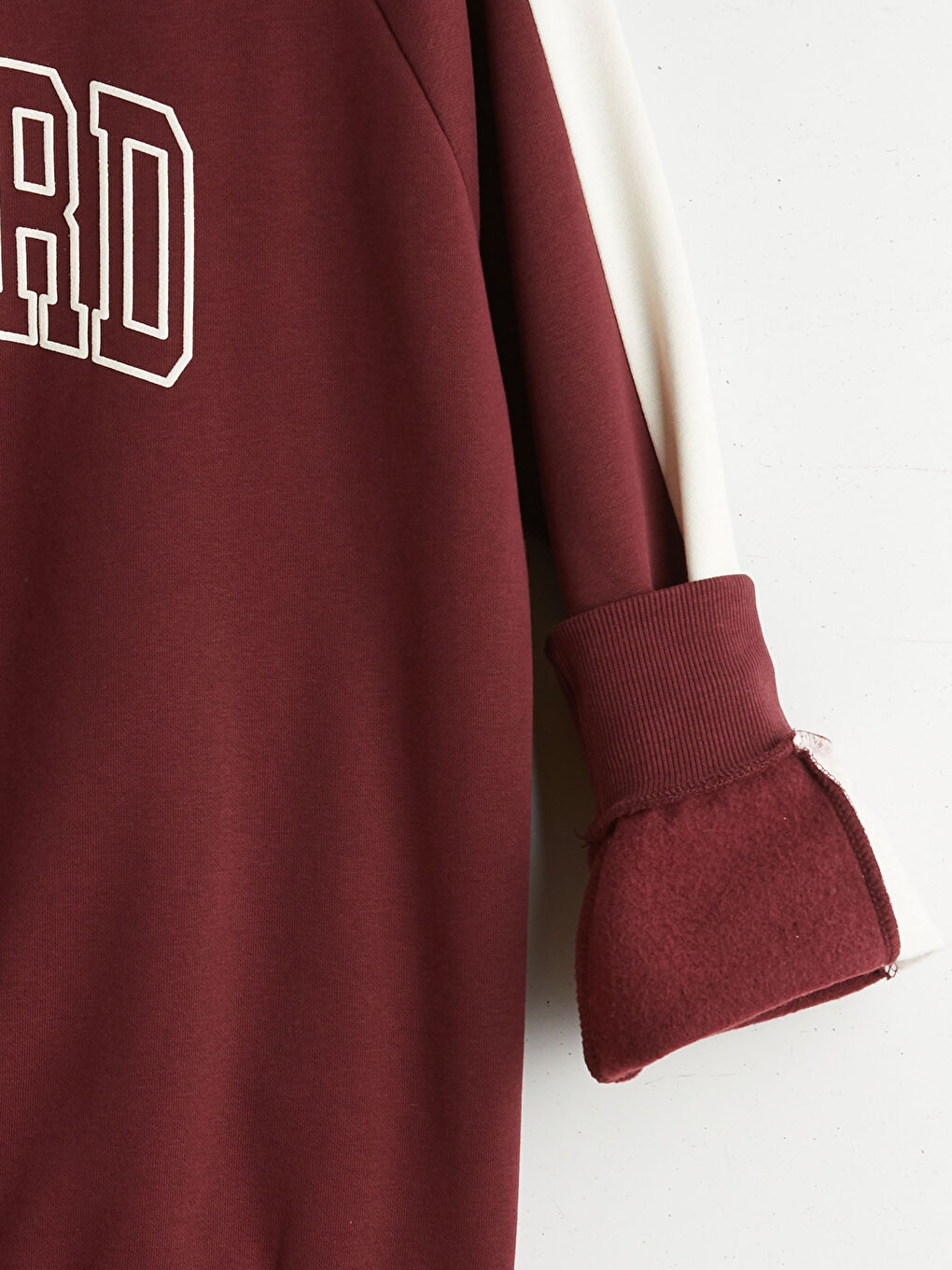 Bordo Dik Yaka Baskılı Erkek Sweatshirt-6