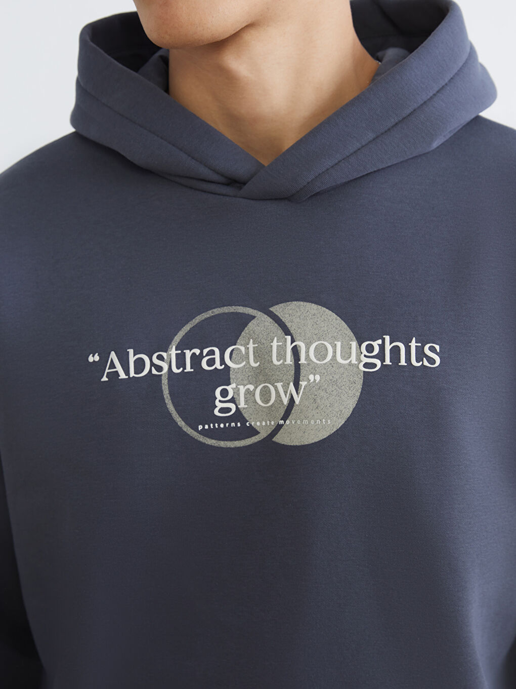 Antrasit Baskılı Erkek Kalın Hoodie-2