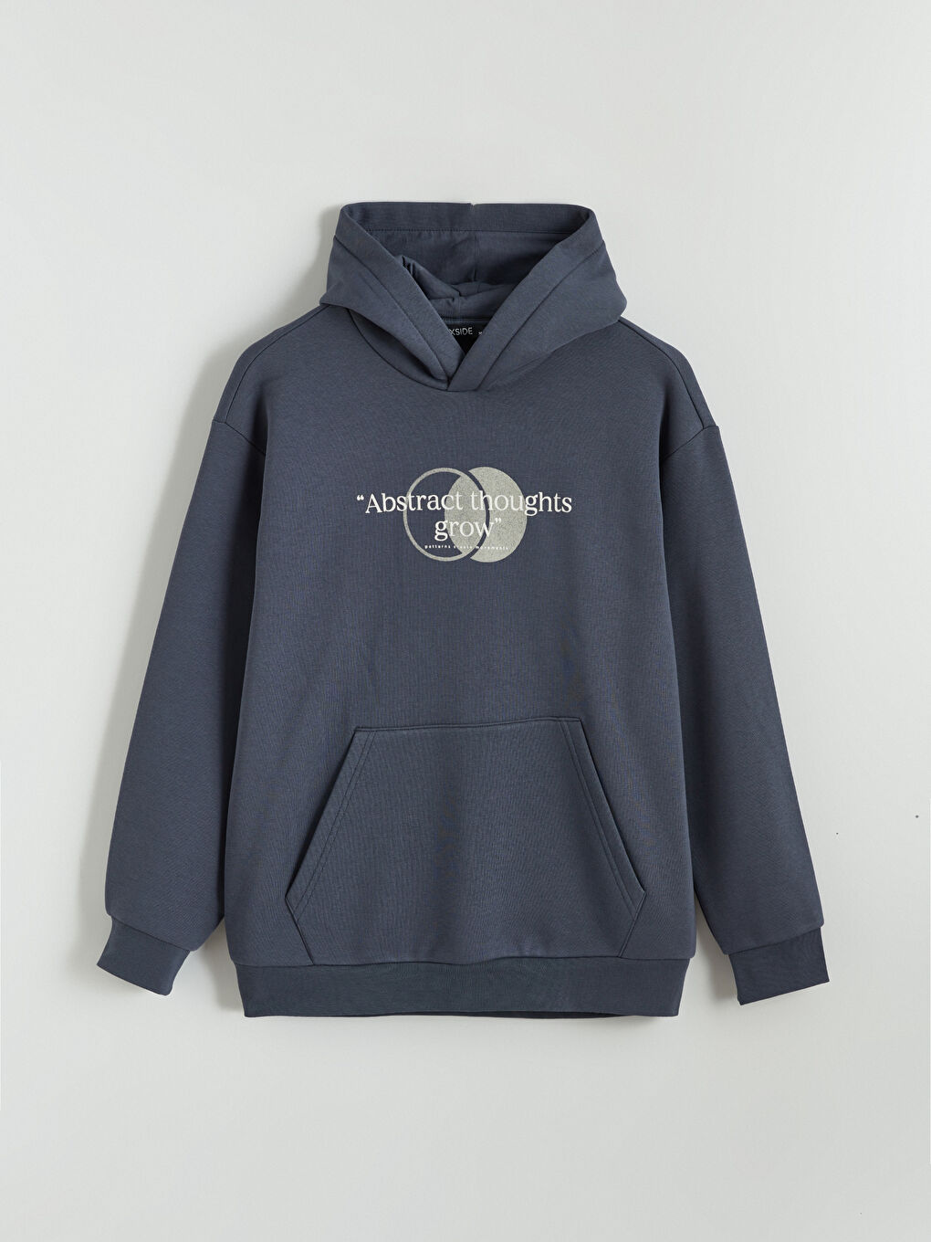 Antrasit Baskılı Erkek Kalın Hoodie-4