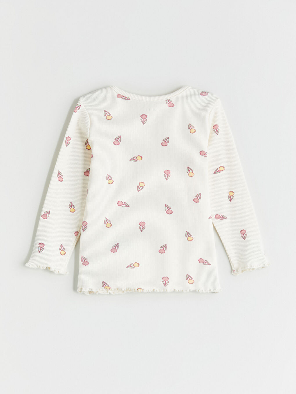 Ekru Çiçekli Kız Bebek Pijama Takımı-3