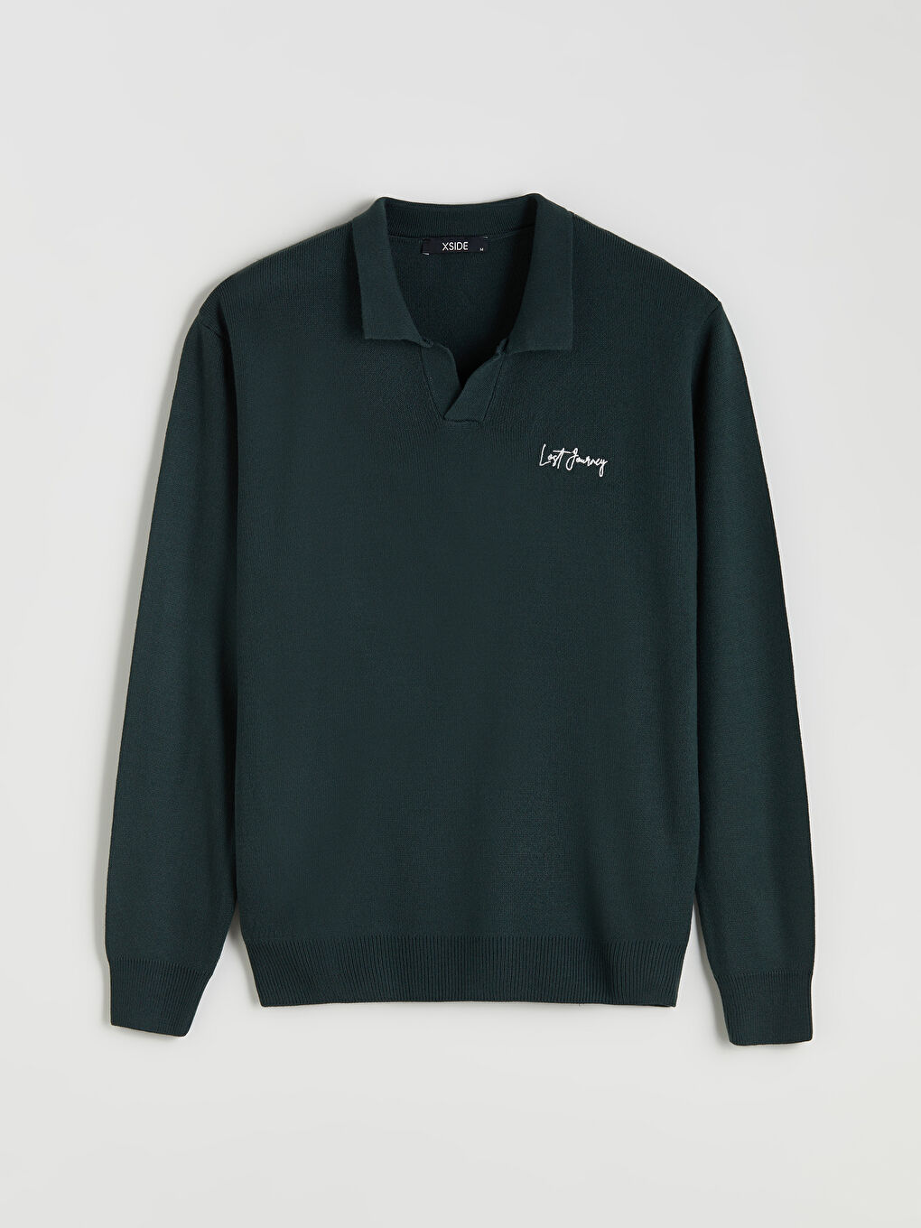 Yeşil Polo Yaka Erkek Triko Kazak-4