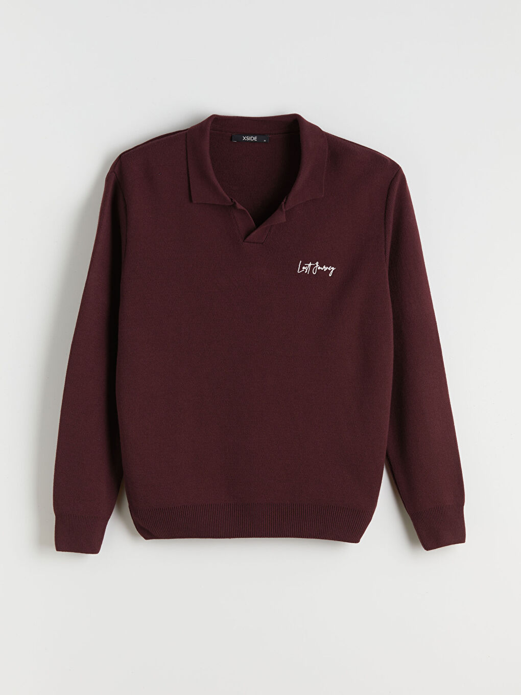 Bordo Polo Yaka Erkek Triko Kazak-4