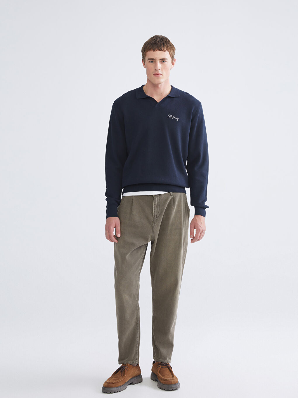 كنزة صوفية بياقة بولو للرجال-1