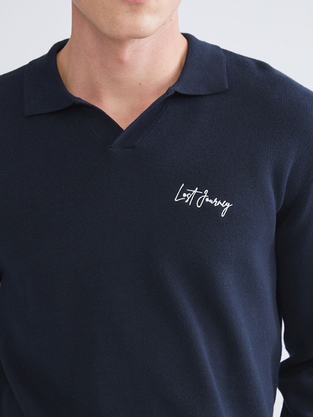 كنزة صوفية بياقة بولو للرجال-2