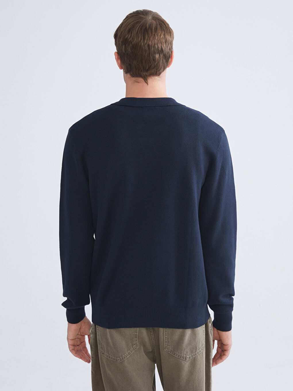 كنزة صوفية بياقة بولو للرجال-3