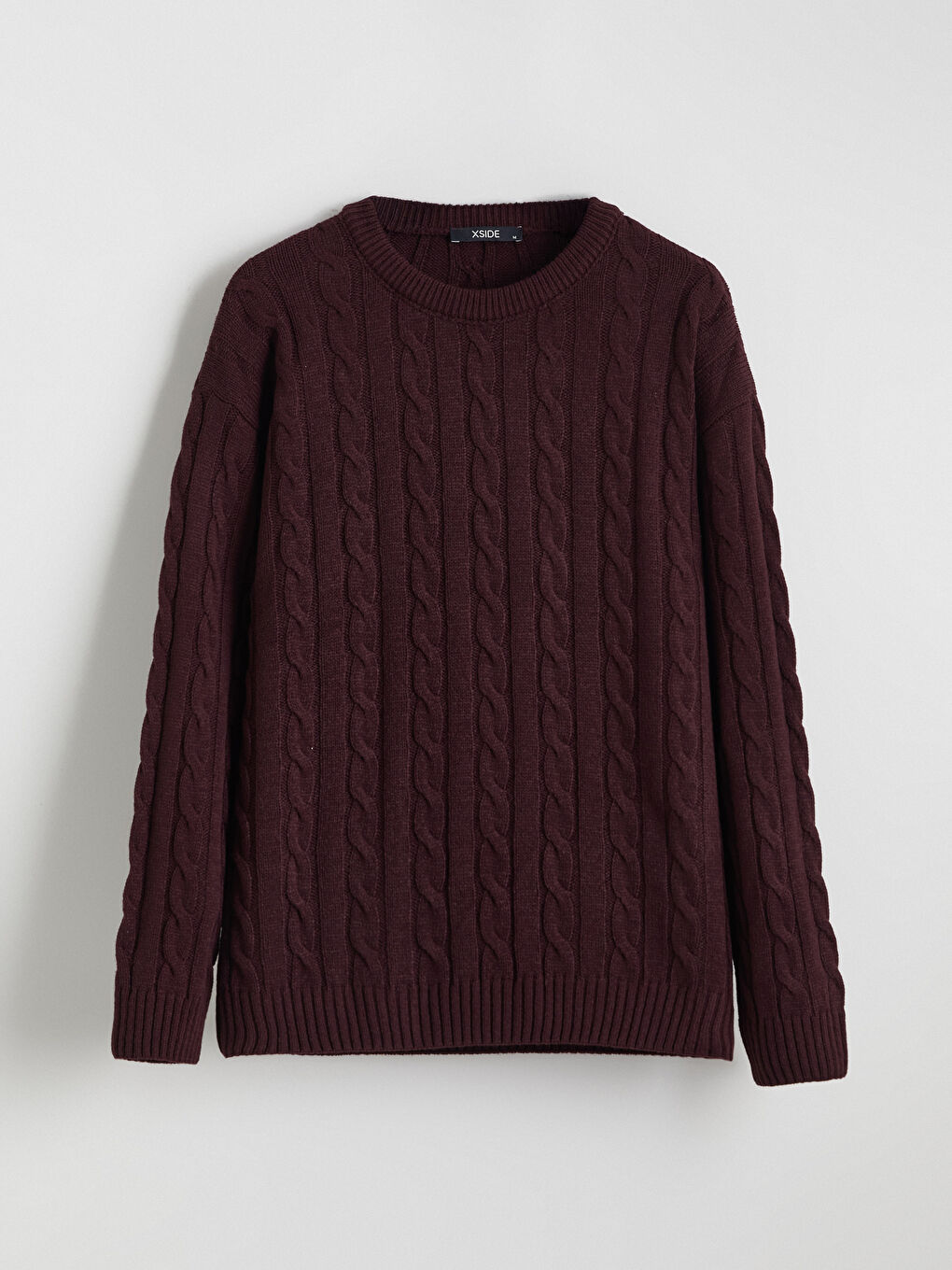 Bordo Bisiklet Yaka Erkek Triko Kazak-4