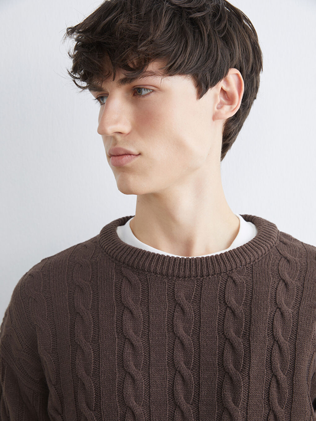 მრგვალი საყელო გრძელმკლავიანი მამაკაცის ტრიკოტაჟის სვიტერი-2