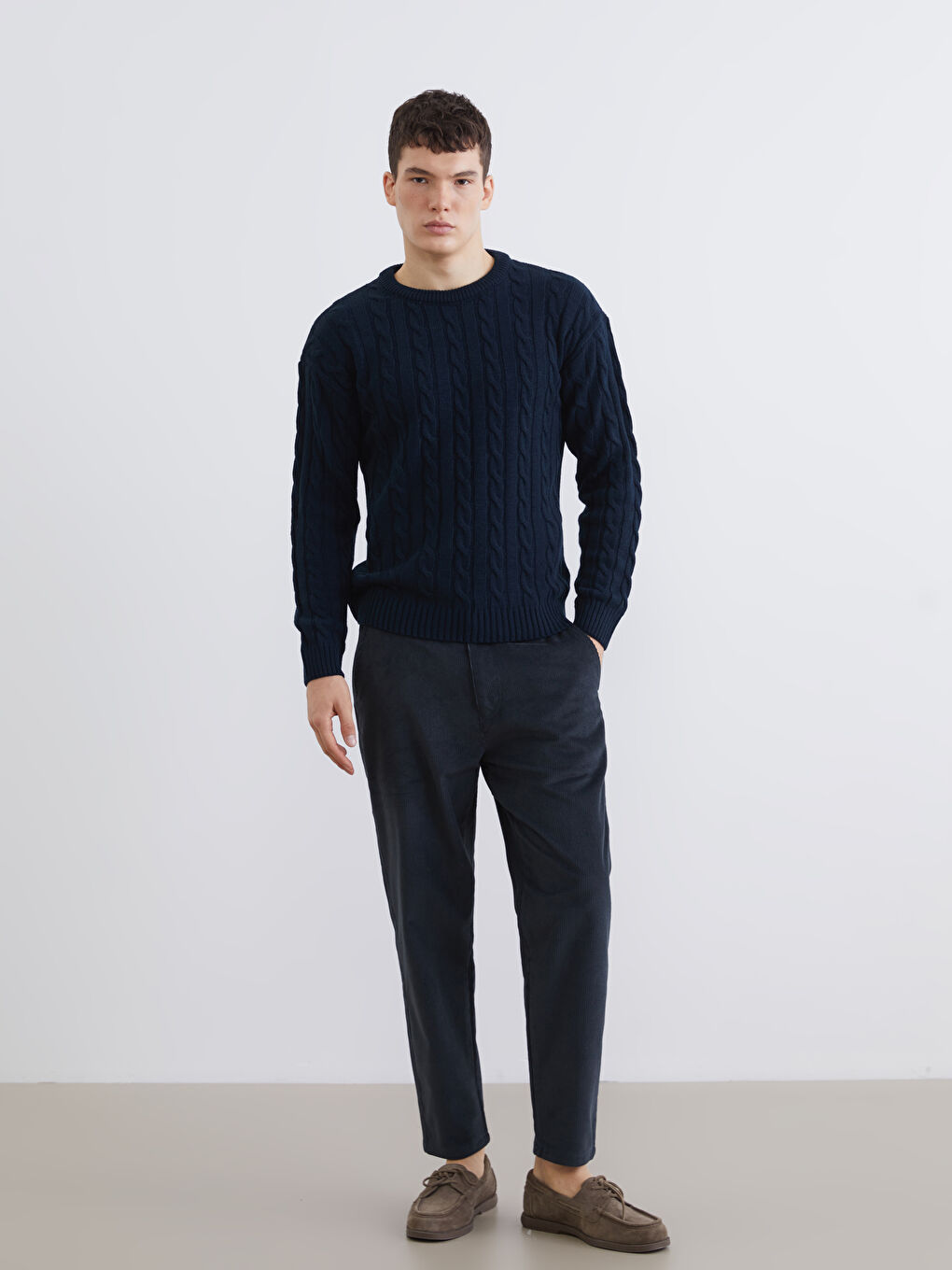 Lacivert Bisiklet Yaka Erkek Triko Kazak-1