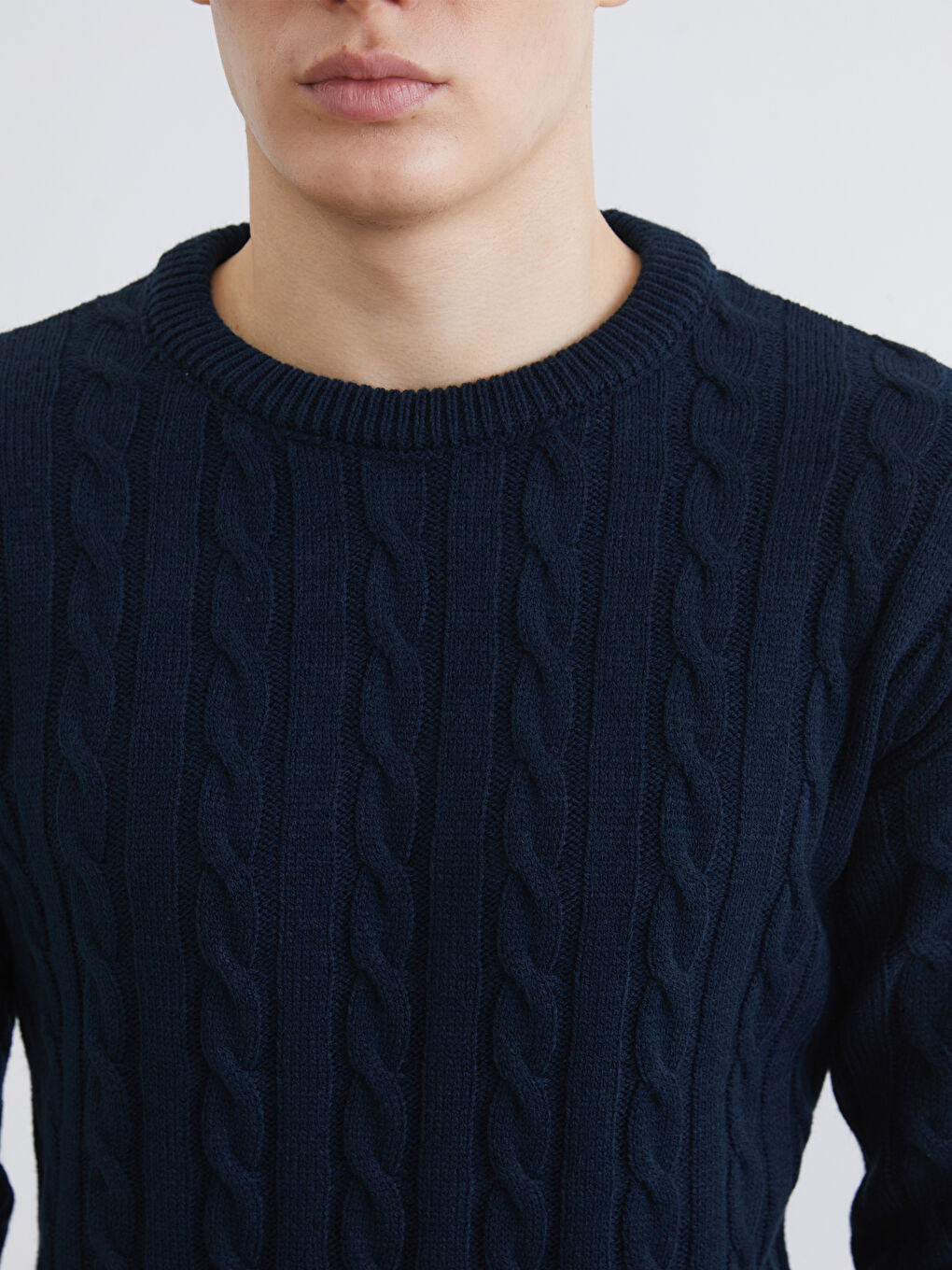 Lacivert Bisiklet Yaka Erkek Triko Kazak-2