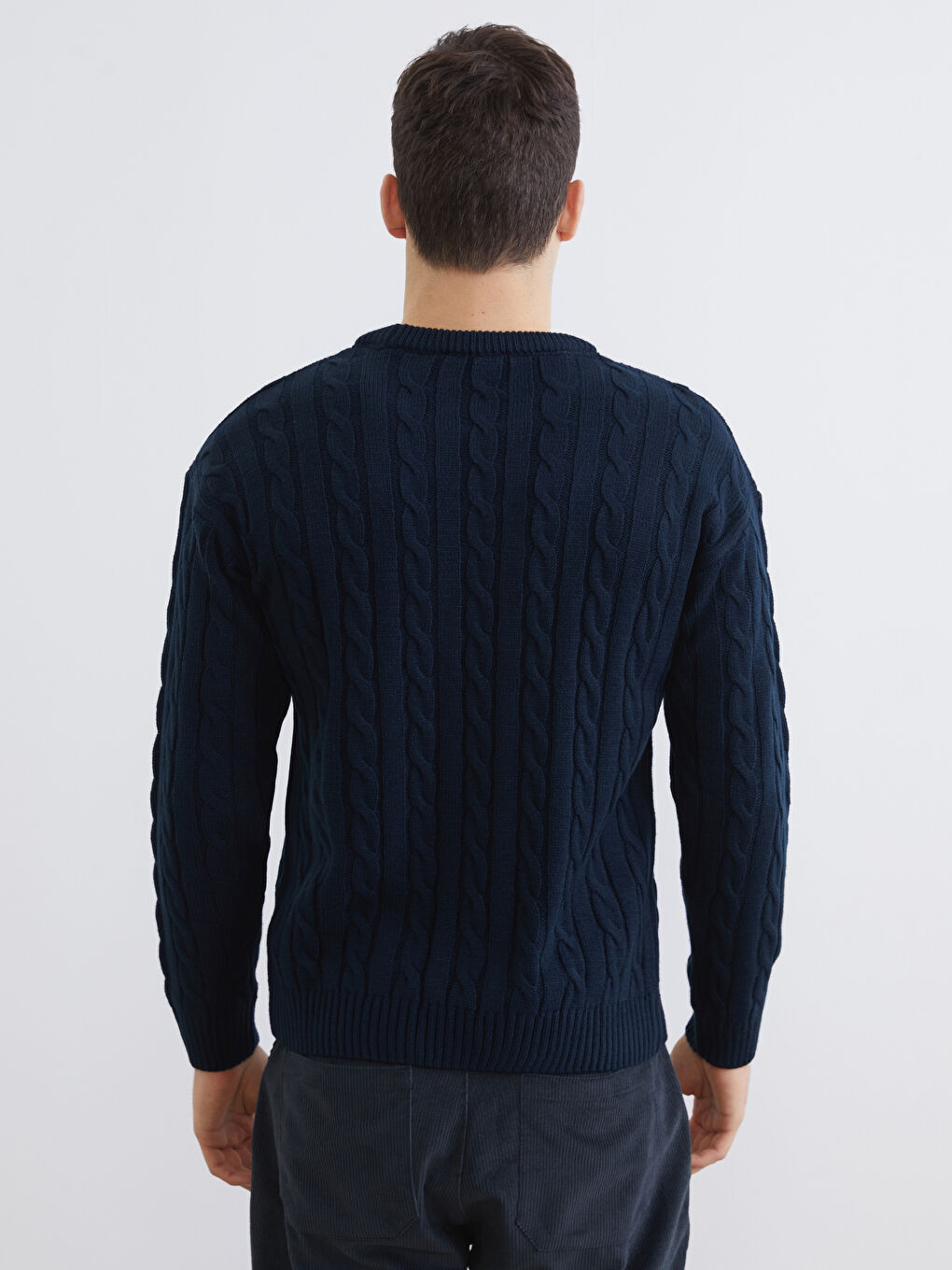 Lacivert Bisiklet Yaka Erkek Triko Kazak-3