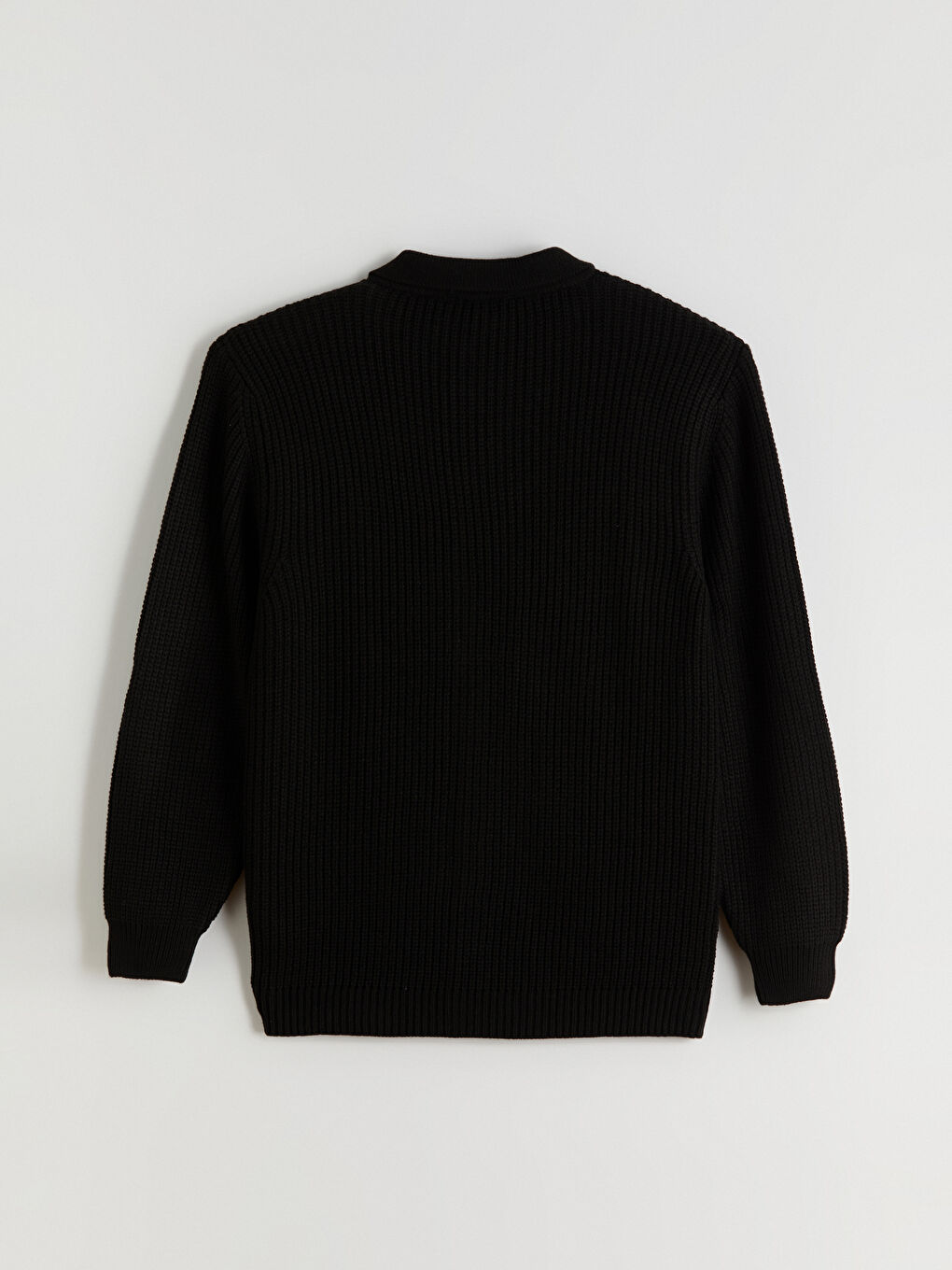 Siyah Standart Kalıp Polo Yaka Erkek Triko Hırka-5