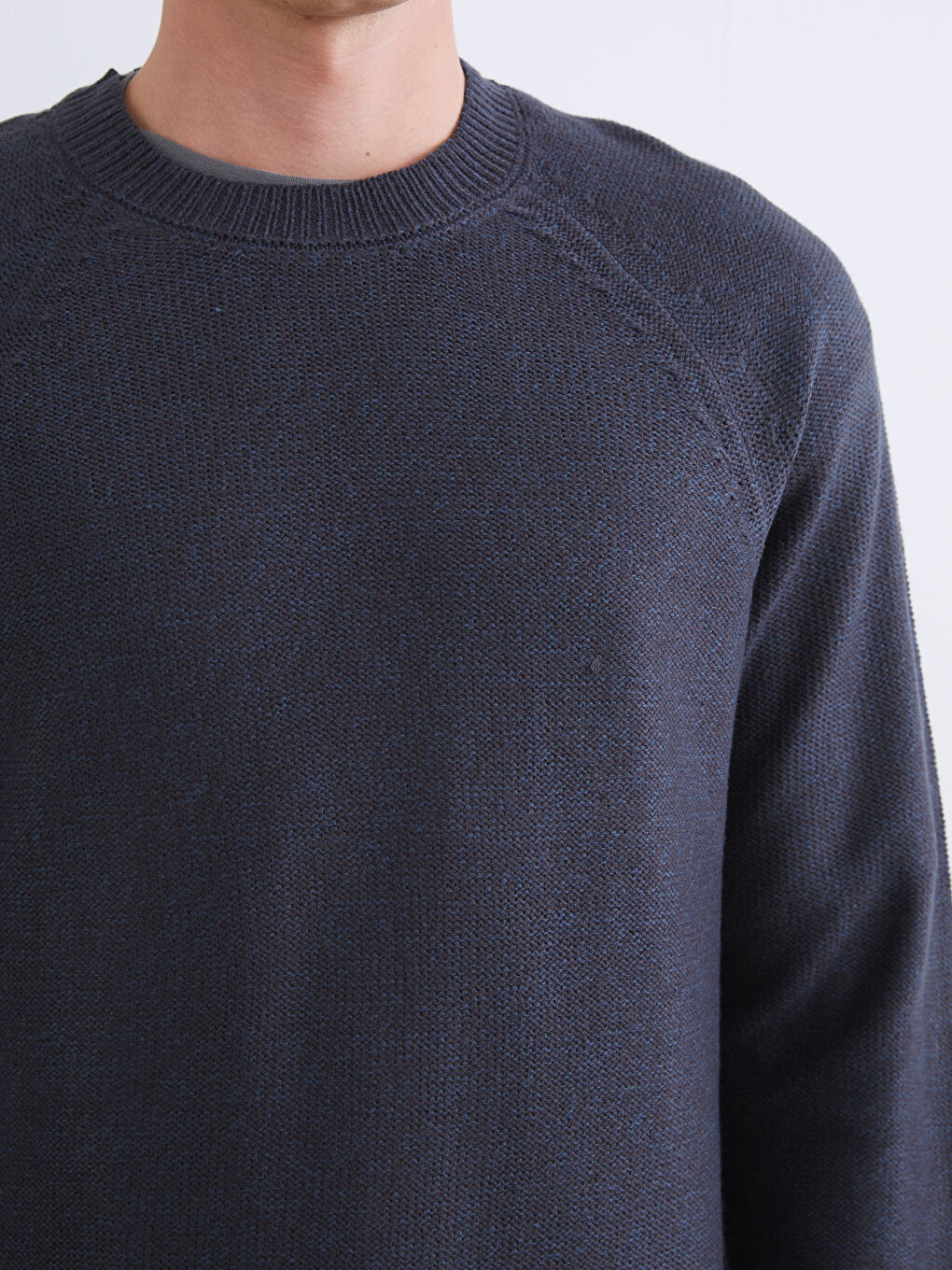 Crew Neck Long Sleeve Men's Tricot Sweater-2