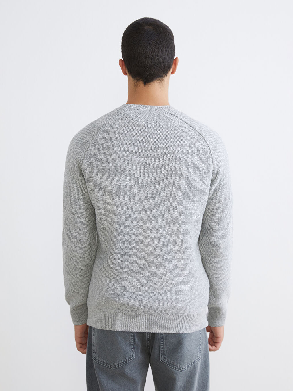 მრგვალი საყელო გრძელმკლავიანი მამაკაცის ტრიკოტაჟის სვიტერი-3