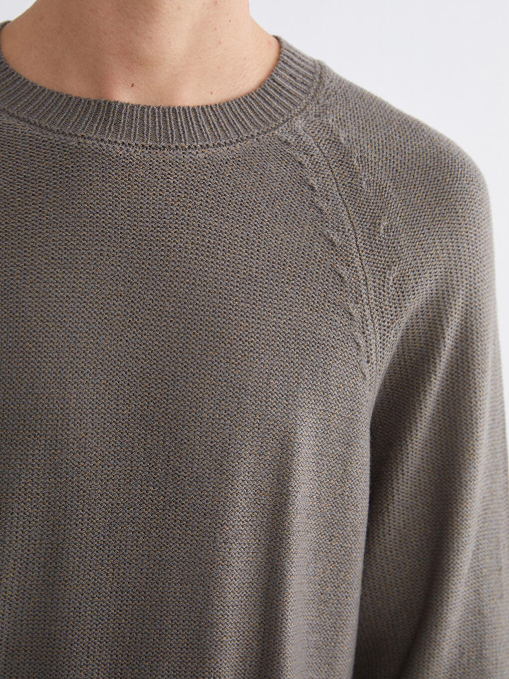 Crew Neck Long Sleeve Men's Tricot Sweater-2