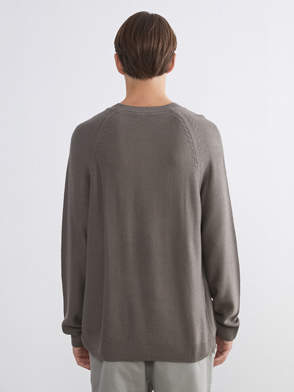 Crew Neck Long Sleeve Men's Tricot Sweater-3