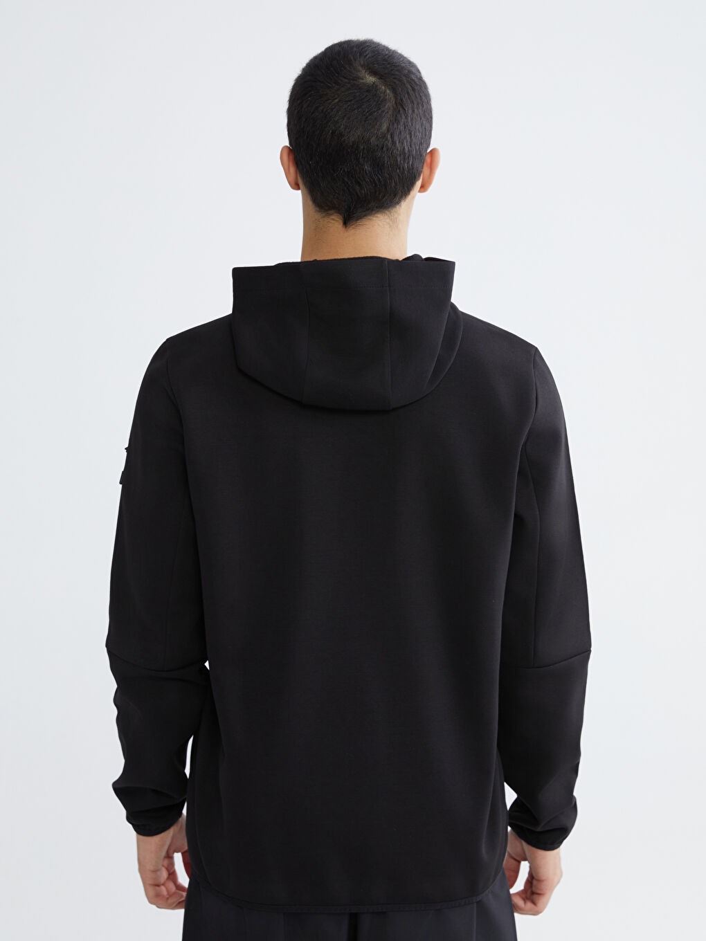 Siyah Kapüşonlu Erkek Fermuarlı Sweatshirt-3