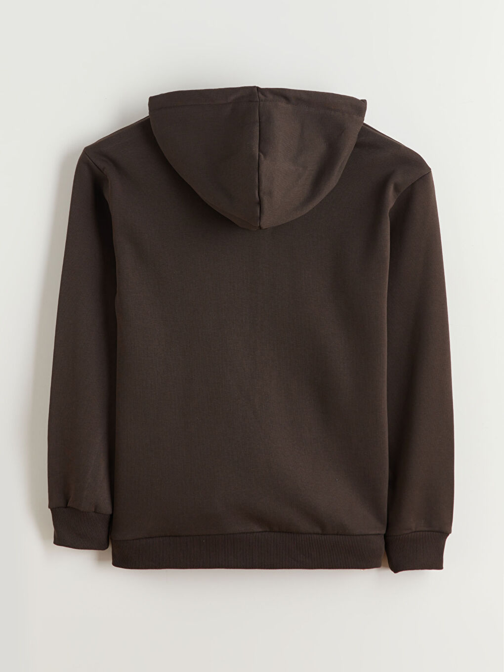 Kahverengi Kapüşonlu Erkek Fermuarlı Sweatshirt-5