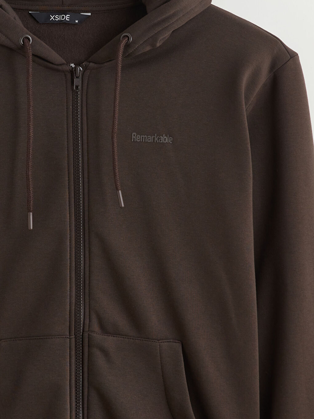 Kahverengi Kapüşonlu Erkek Fermuarlı Sweatshirt-6