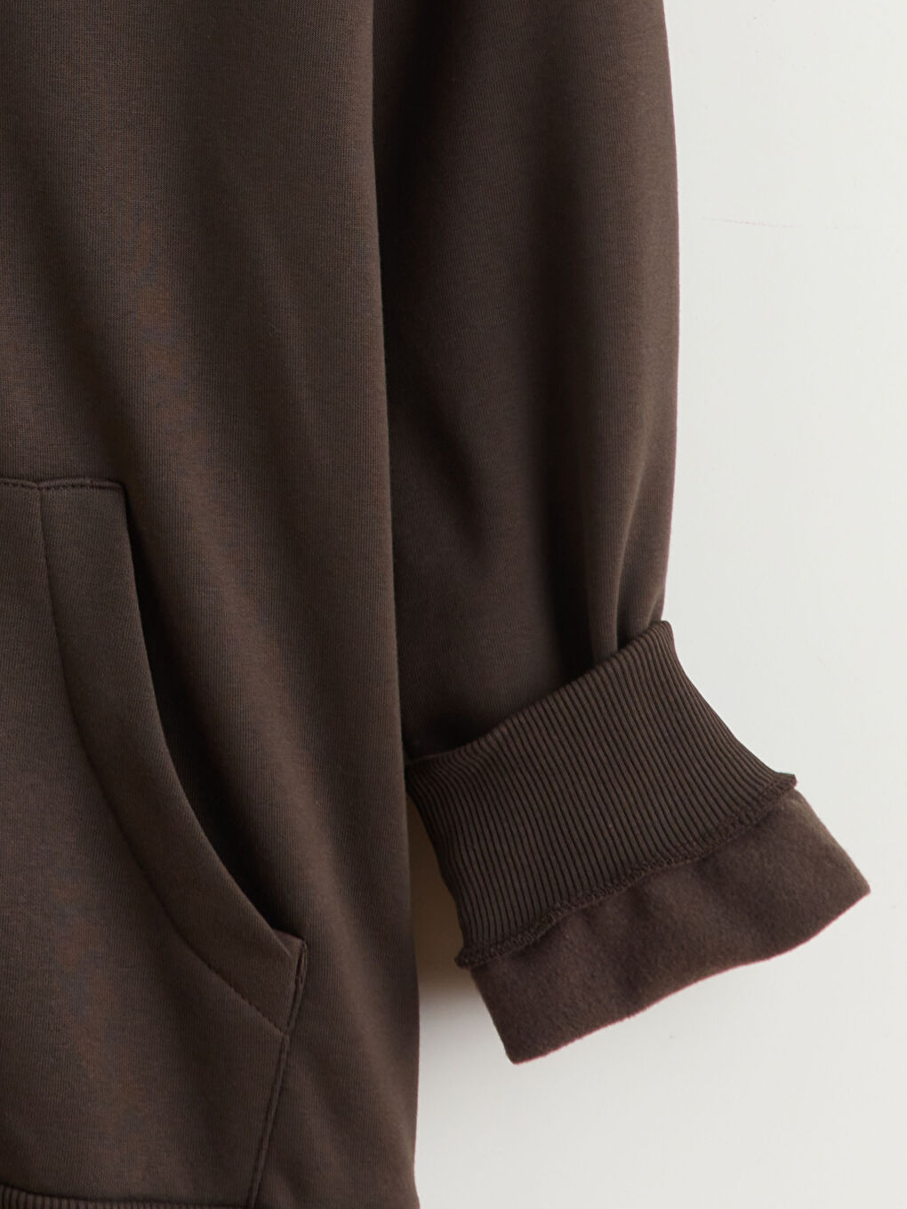 Kahverengi Kapüşonlu Erkek Fermuarlı Sweatshirt-7