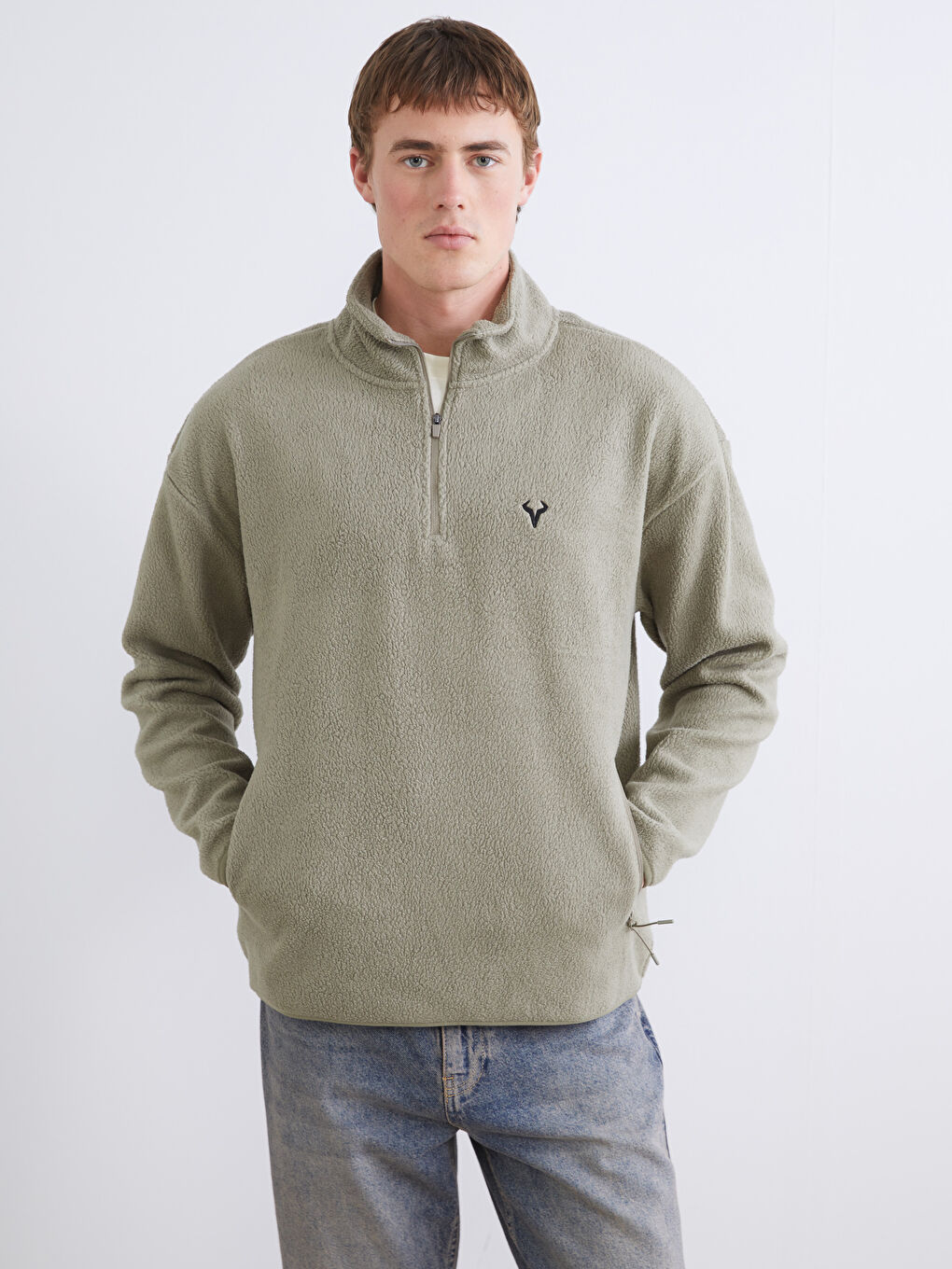 Funnel Neck Long Sleeve Polar Men's Sweatshirt