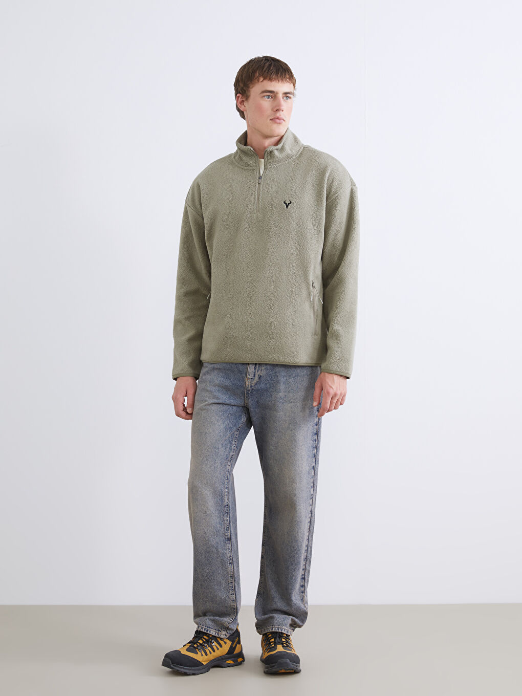 Funnel Neck Long Sleeve Polar Men's Sweatshirt-1