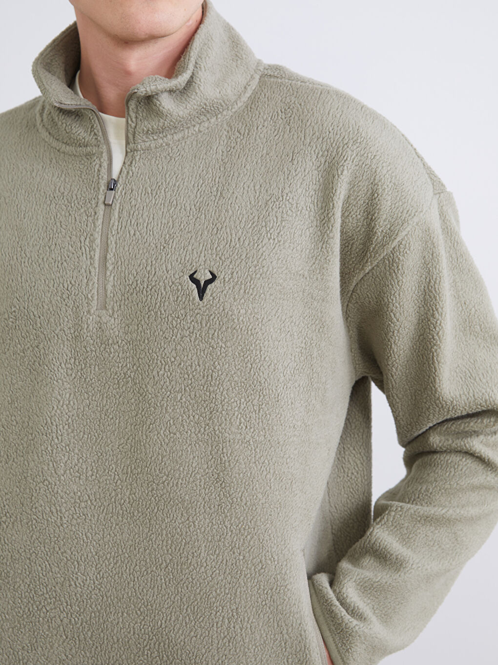 Funnel Neck Long Sleeve Polar Men's Sweatshirt-2