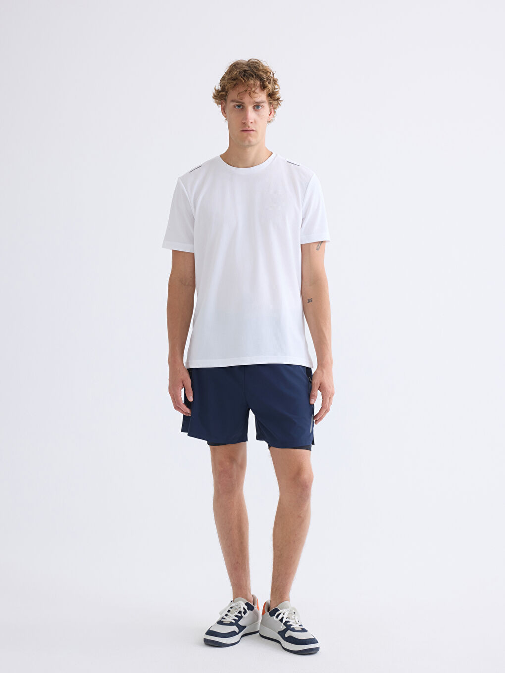 Lacivert Standart Kalıp Erkek Taytlı Şort