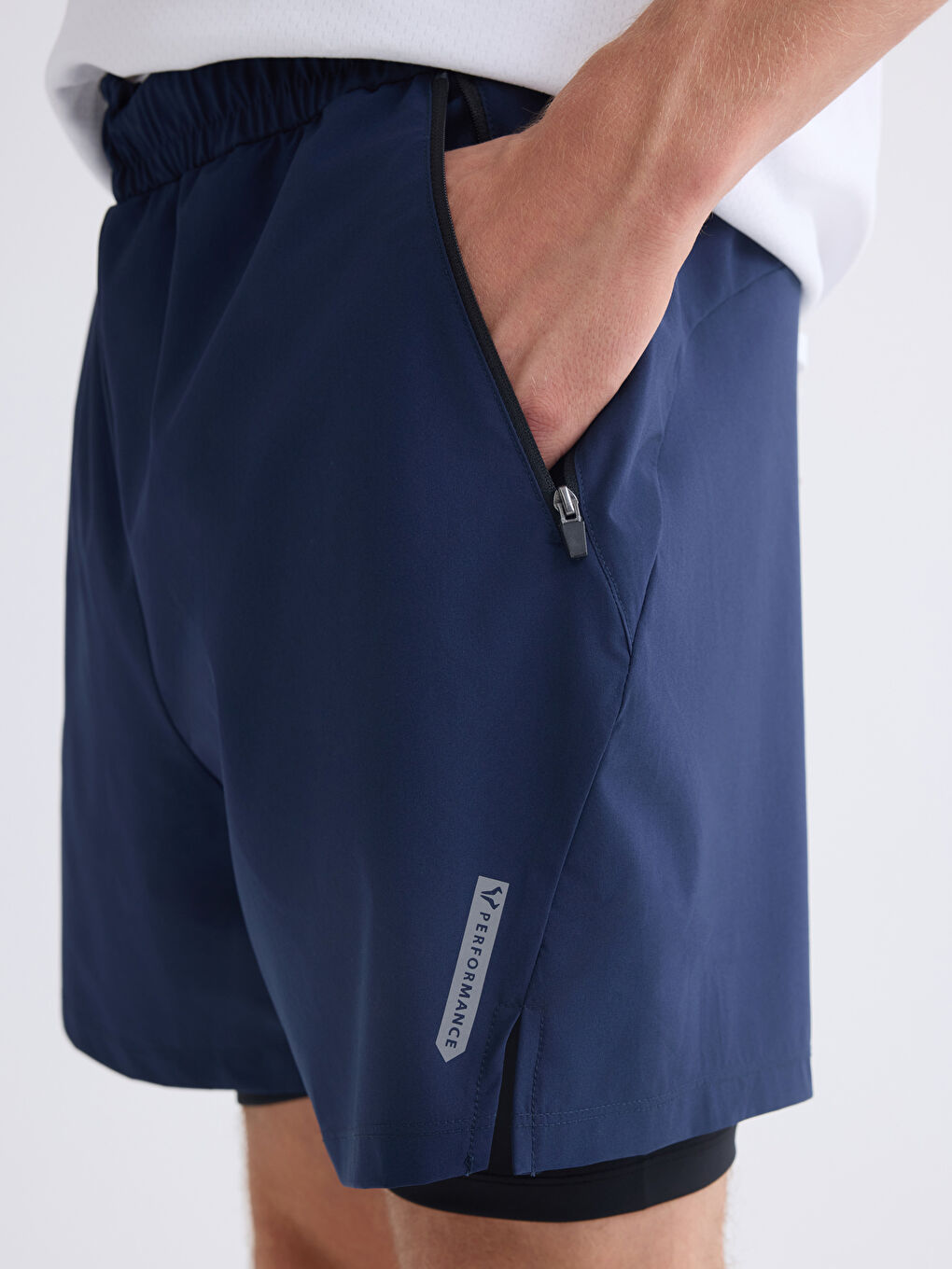 Lacivert Standart Kalıp Erkek Taytlı Şort-2