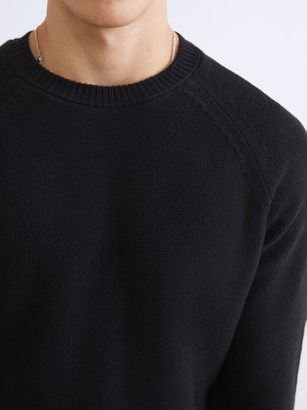 Siyah Bisiklet Yaka Erkek Triko Kazak-2