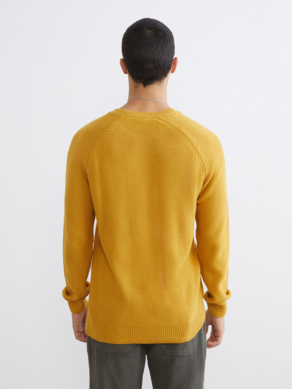 Sarı Bisiklet Yaka Erkek Triko Kazak-3