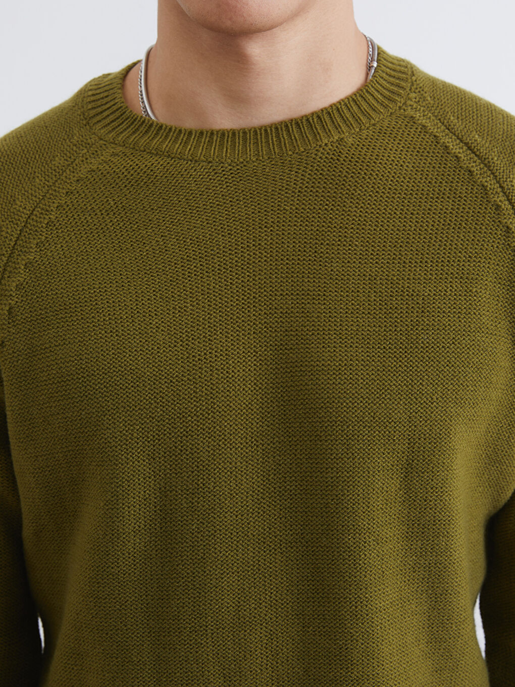 Crew Neck Long Sleeve Men's Tricot Sweater-2