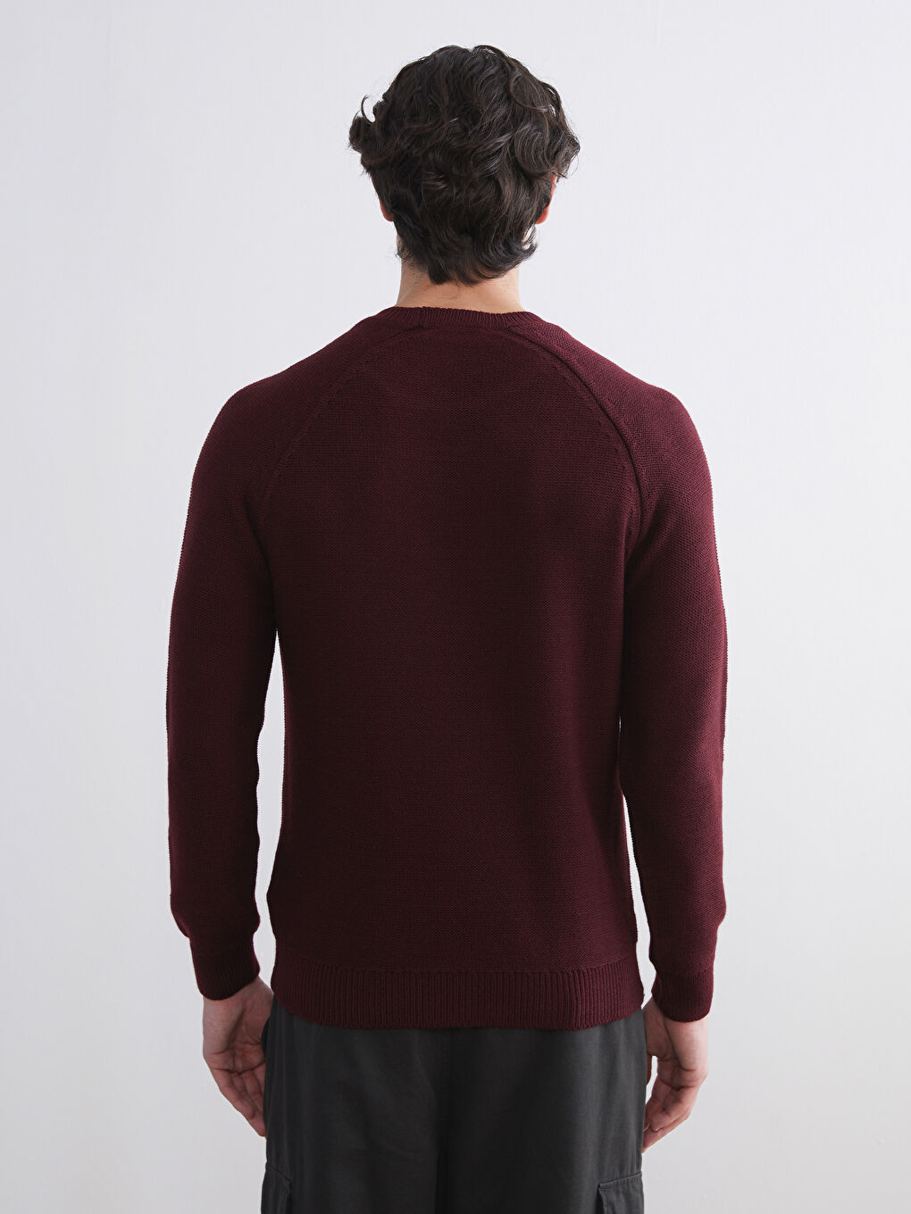 Crew Neck Long Sleeve Men's Tricot Sweater-3