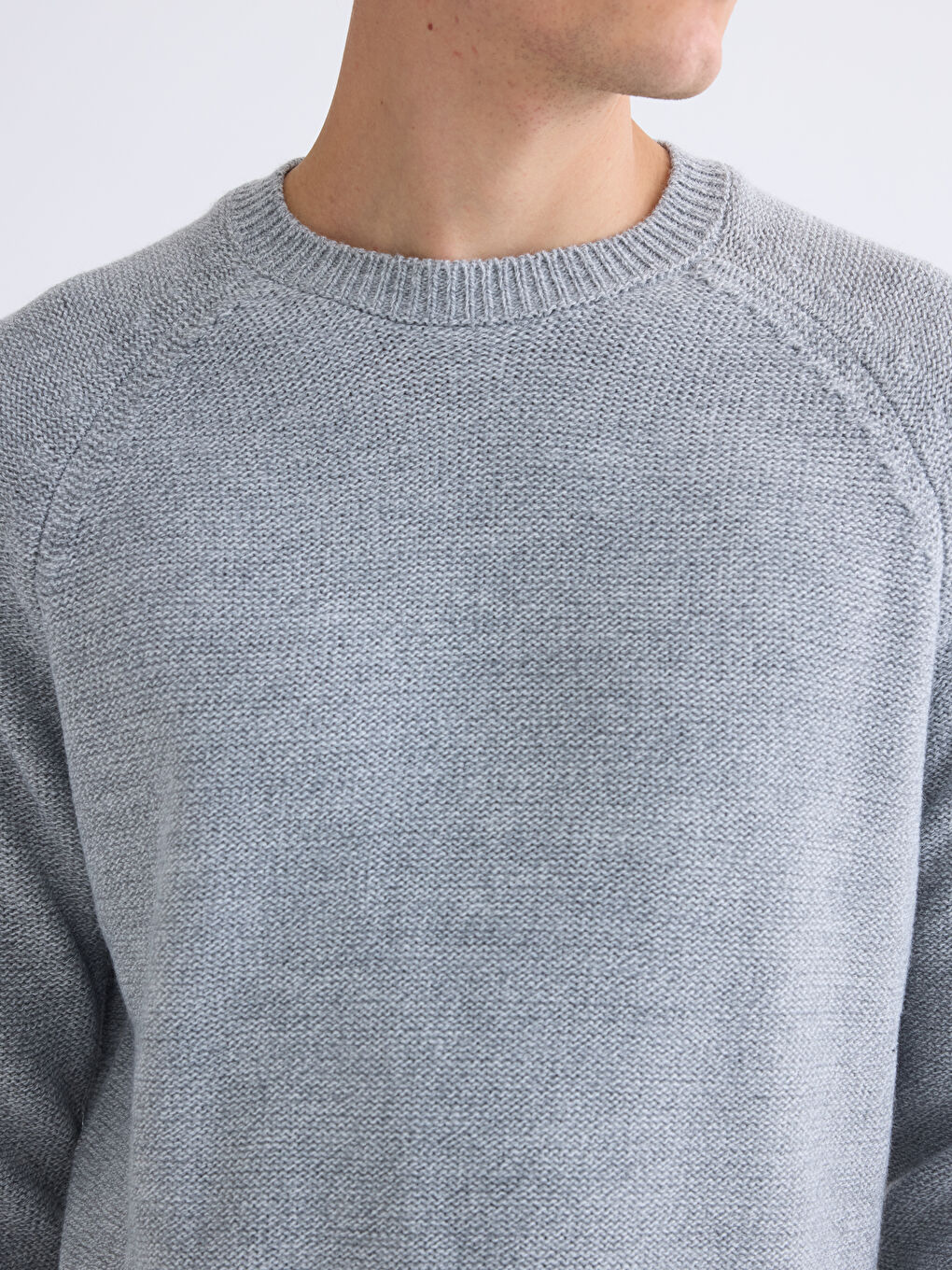 Gri Bisiklet Yaka Erkek Triko Kazak-2