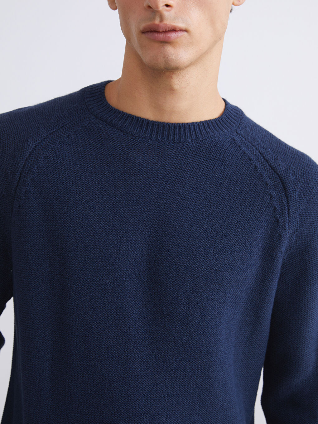 Lacivert Bisiklet Yaka Erkek Triko Kazak-2